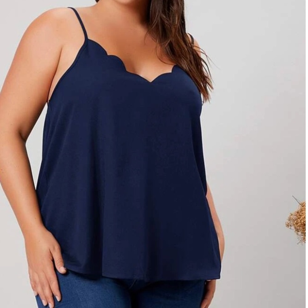 Navy scalloped tank